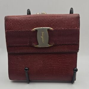 Pre- Loved Salvatore Ferragamo Dark Red Textured Wallet